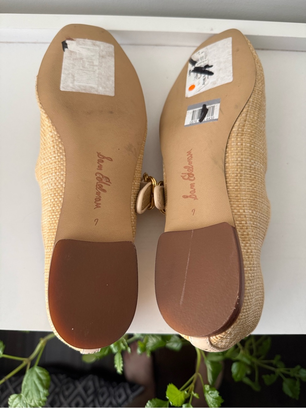 Sam Edelman Michaela Beige Mary Jane Flats with Gold Buckle - Picture 8 of 8